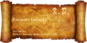 Kerpen Dezső névjegykártya